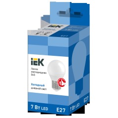 Лампа светодиодная ECO G45 7Вт шар 6500К E27 230В IEK LLE-G45-7-230-65-E27