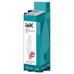 Лампа светодиодная Eco 7Вт C35 свеча 4000К нейтр. бел. E14 230В IEK LLE-C35-7-230-40-E14