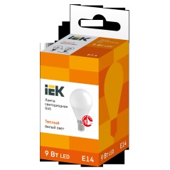 Лампа светодиодная ECO G45 9Вт шар 3000К E14 230В IEK LLE-G45-9-230-30-E14