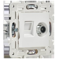 Розетка двойная TV+RJ45 кат.6E SKANDY SK-A15W арктич. бел. IEK SK-AK20-2-K01