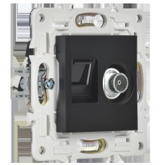 Розетка двойная TV+RJ45 кат.5E SKANDY SK-A14Bl черн. IEK SK-AK20-1-K02