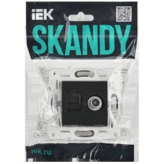 Розетка двойная TV+RJ45 кат.5E SKANDY SK-A14Bl черн. IEK SK-AK20-1-K02