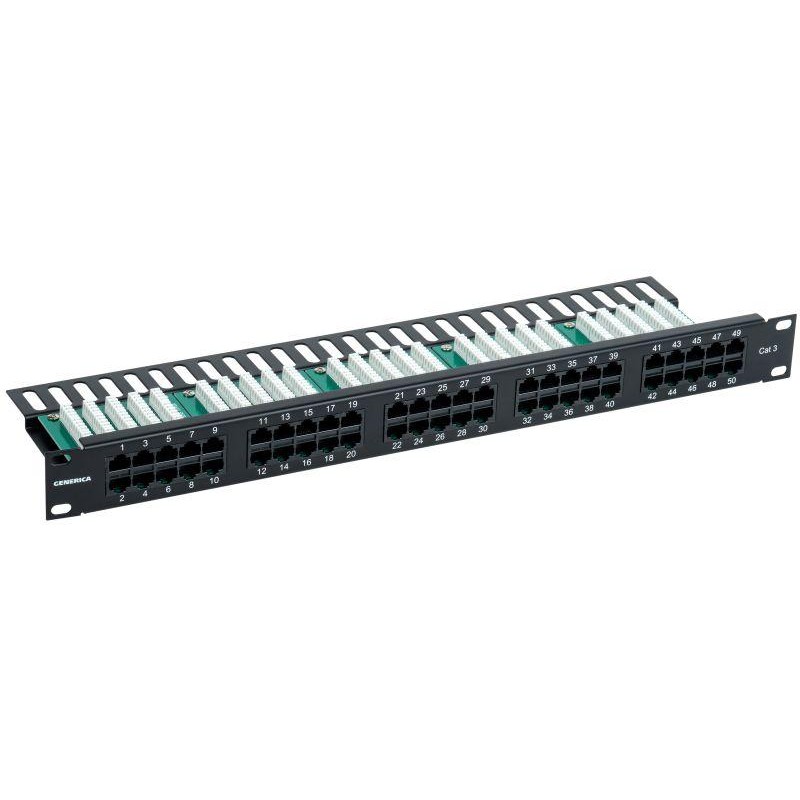 Патч-панель телеф. 1U кат.3 RJ45 50 порт. (Krone) GENERICA PP50-1UC03U-K05-G