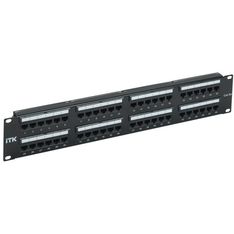 Патч-панель 2U кат.5E UTP 48 портов Dual IDC слайд лейбл ITK PP48-2UC5EU-D05L