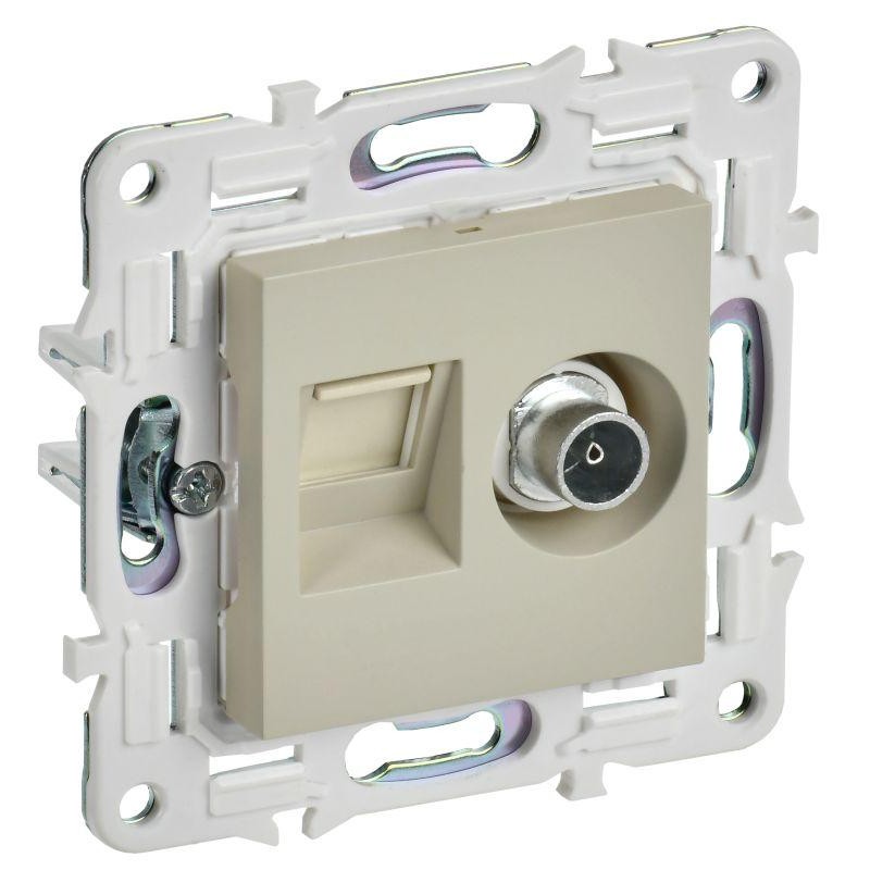 Розетка двойная TV+RJ45 кат.5E SKANDY SK-A14B беж. IEK SK-AK20-1-K10 Розетка двойная TV+RJ45 кат.5E SKANDY SK-A14B беж. IEK SK-AK20-1-K10