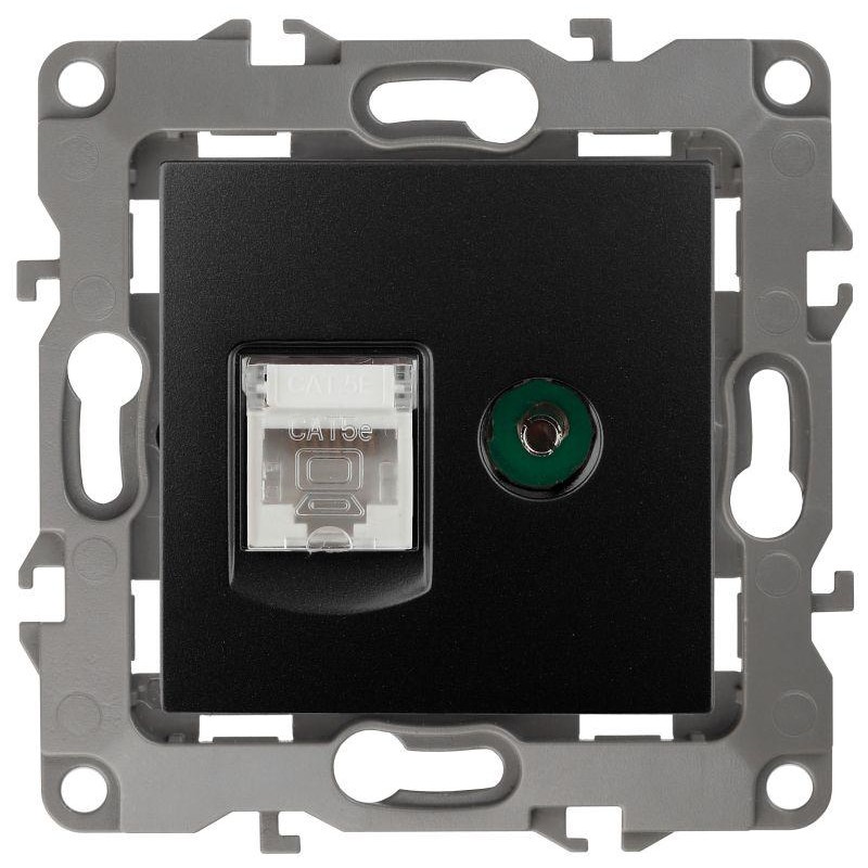 Розетка компьютерная + телевизионная Эра12 12-3110-05 RJ45 + TV IP20 антрацит Эра Б0027445