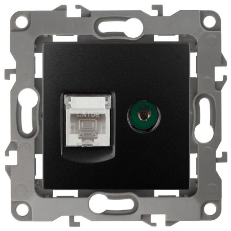 Розетка компьютерная + телевизионная Эра12 12-3110-05 RJ45 + TV IP20 антрацит Эра Б0027445