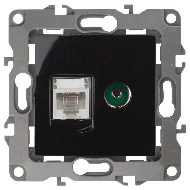 Розетка компьютерная + телевизионная Эра12 12-3110-06 RJ45 + TV IP20 черн. Эра Б0027446 Розетка компьютерная + телевизионная Эра12 12-3110-06 RJ45 + TV IP20 черн. Эра Б0027446