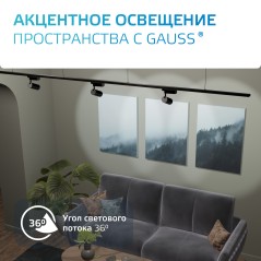 Светильник светодиодный трековый Track 20Вт 4000К IP20 1760лм 180-240В ДПО угол 36град. цилиндр 1ф черн. GAUSS TR084