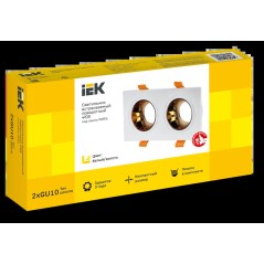 Светильник 4108 встраиваемый поворотный 2хGU10 бел./зол. пласт. IEK LT-UVB0-4108-GU10-2-K22