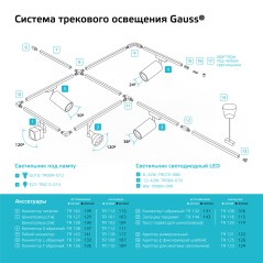 Светильник светодиодный трековый Track 12Вт 4000К IP20 1100лм 180-240В ДПО угол 36град. цилиндр 1ф бел. GAUSS TR079
