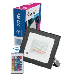 Прожектор светодиодный с пультом RGB 20Вт 6500К IP65 1600лм 20 режимов работы КОСМОС K_PR5_LED_20RGB
