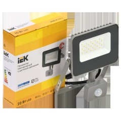 Прожектор светодиодный СДО 07-20Д 20Вт 6500К IP54 с датчиком движ. сер. IEK LPDO702-20-K03