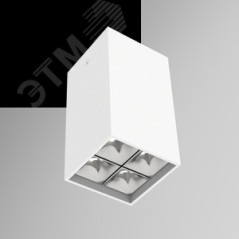Светильник светодиодный DL-Box Reflect Multi 2х2 10Вт 3000К 80х80х150 накладной 55град. RAL9003 бел. муар диммер DALI VARTON V1-