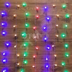 Гирлянда светодиодная "Светодиодный Дождь" 1.5х1.5м 144LED мультиколор 12Вт 230В IP20 с насадками шарики свечение с динамикой пр