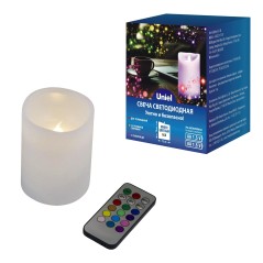 Фигура LED "Свеча" ULD-F052 RGB RC CANDLE на батарейках 2АА (не в/к). 7.5х10 см 1 светодиод. RGB свет пульт ДУ (в/к). Uniel UL-0
