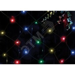 Гирлянда Сеть 150 LED на солнечной батарее мультиколор 2мх1.35м ERAUF024-16 ЭРА Б0044225