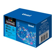 Гирлянда LED ULD-S1000-100/DTA/RC RGB IP44 10м 100 диодов RGB свет пульт ДУ в/к провод прозр. Uniel UL-00007180