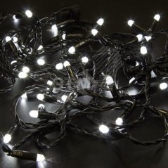Гирлянда светодиодная "Нить" 10м 100LED бел. 10Вт 230В IP65 эффект мерцания (каждый 5-ый диод) провод ПВХ черн. (нужен шнур пита