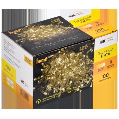 Гирлянда "Нить" 10м 100LED тепл. бел. IP44 провод прозр. 230В с контроллером 8 режимов IEK LGDU111-1-100-10-T-S-44