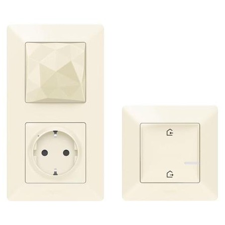 Пакет умный стартовый Valena Life (шлюз WiFi+розетка умн. 2К+З 16А 230В+главн. беспроводн. выкл. "Я дома/Я вне дома") сл. кость 