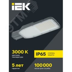 Светильник светодиодный ДКУ 1004-100Ш 3000К IP65 сер. IEK LDKU1-1004-100-3000-K03