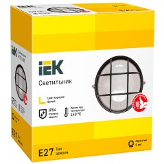 Светильник НПП 1302 60Вт E27 IP54 бел. круг с решеткой IEK LNPP0-1302-1-060-K01