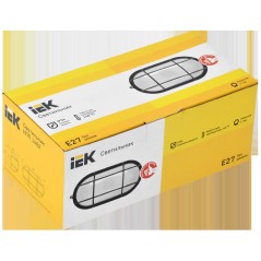 Светильник НПП 1402 60Вт E27 IP54 бел. овал с решеткой IEK LNPP0-1402-1-060-K01