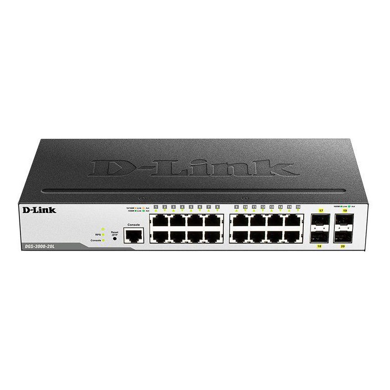 Коммутатор управляемый DGS-3000-20L/B1A 16G 4SFP D-Link 1605764