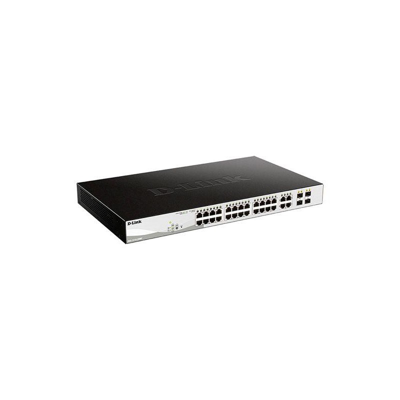 Коммутатор настраиваемый DGS-1210-28MP/FL1A WebSmart с 24 портами 10/100/1000Base-T (PoE 802.3af/802.3at (30Вт) и 4 комбо-портам