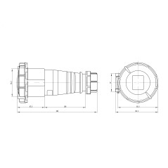 Розетка кабельная 32А 400В 3P+E IP67 DKC DIS3183246