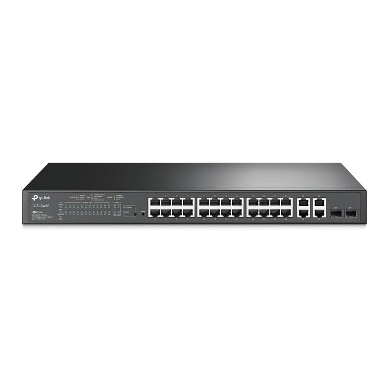 Коммутатор TL-SL2428P JetStream Smart с 24 портами 10/100Мбит/с 4 гигабитными портами и 24 портами PoE+ TP-Link 1814759