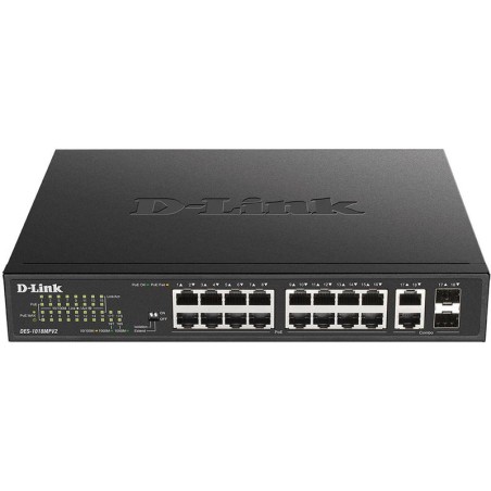 Коммутатор неуправляемый DES-1018MPV2/A1A 16х100Мбит 2G 16PoE+ 247Вт D-Link 1819219