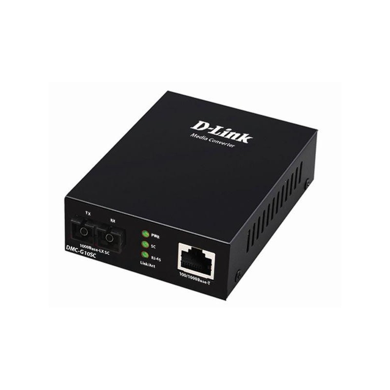 Медиаконвертер DMC-G10SC/A1A (1 порт 100/1000Base-T + 1 порт 1000Base-LX, разъем SC для одномод. оптич. кабеля (до 10км) D-Link 