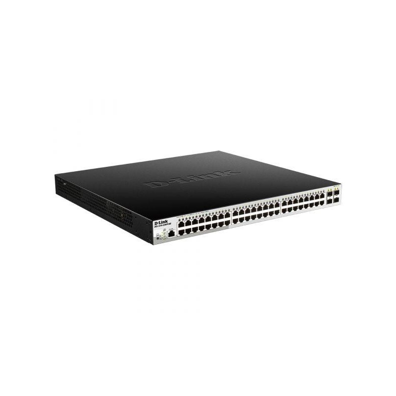 Коммутатор управляемый L2 DGS-1210-52MPP/ME/B3A с 48 портами 10/100/1000Base-T (PoE 802.3af/802.3at (30Вт) и 4 портами 1000Base-