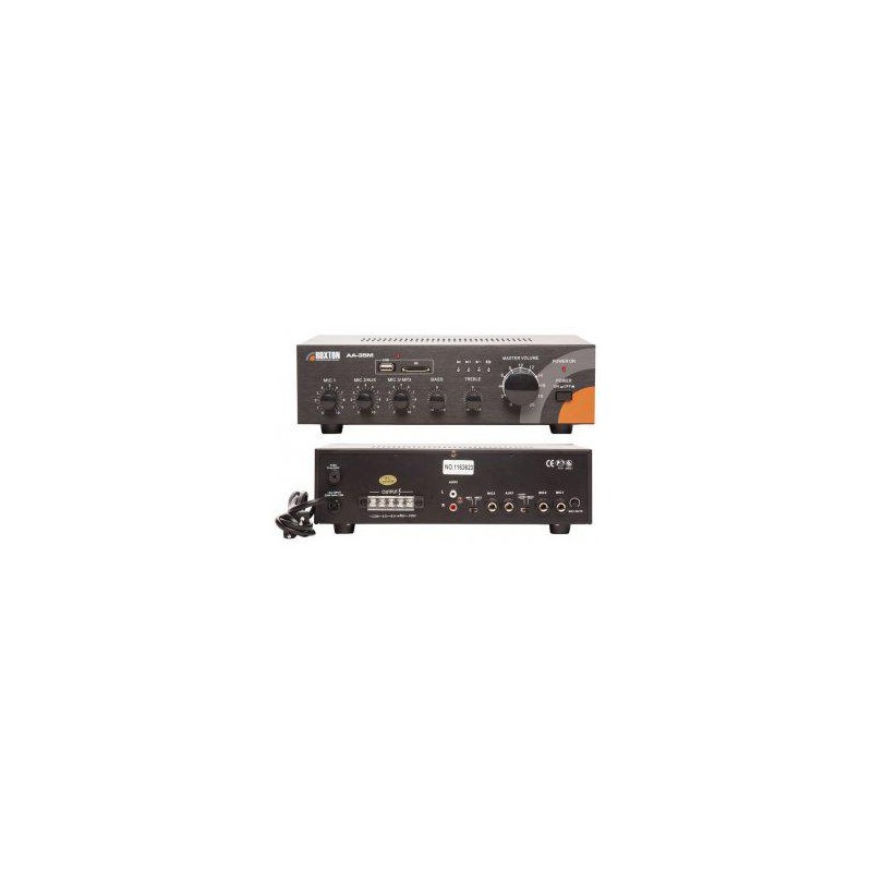 Усилитель трансляционный AA-35M mp3 WMA с разъемами для установки USB/SD/MMC-карт. 35Вт USB-проигрыватель 3 микр./2 лин. входа R Усилитель трансляционный AA-35M mp3 WMA с разъемами для установки USB/SD/MMC-карт. 35Вт USB-проигрыватель 3 микр./2 лин. входа R