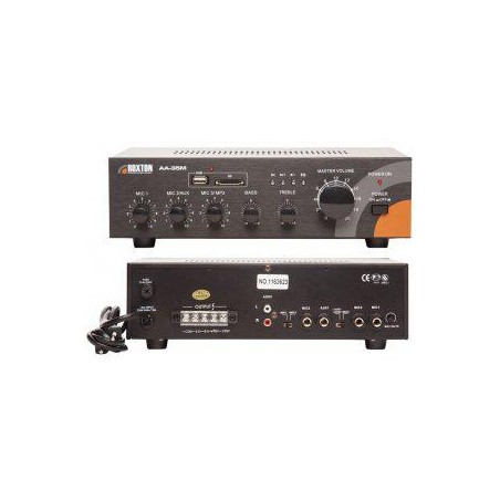 Усилитель трансляционный AA-35M mp3 WMA с разъемами для установки USB/SD/MMC-карт. 35Вт USB-проигрыватель 3 микр./2 лин. входа R