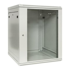 Шкаф настенный 19дюйм TERACOM PRO 15U 600600мм дверь стеклянная с замком-ручкой сер. EKF TRP-WLL-1566-40G
