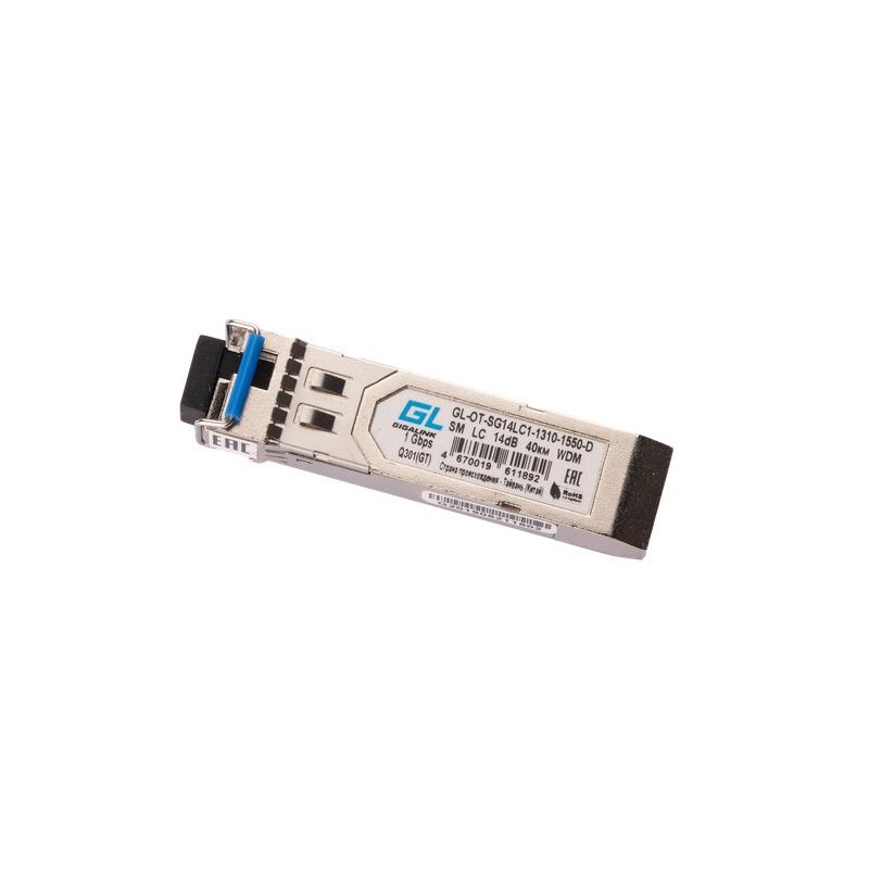 Модуль SFP WDM 1.25Гбит/с одно волокно SM LC Tx:1310/Rx:1550нм 14дБ DDM до 20км NIKOMAX GL-OT-SG14LC1-1310-1550-D