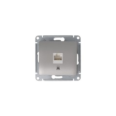 Розетка компьютерная 1-м Glossa RJ45 кат.5E механизм платина SE GSL001281K