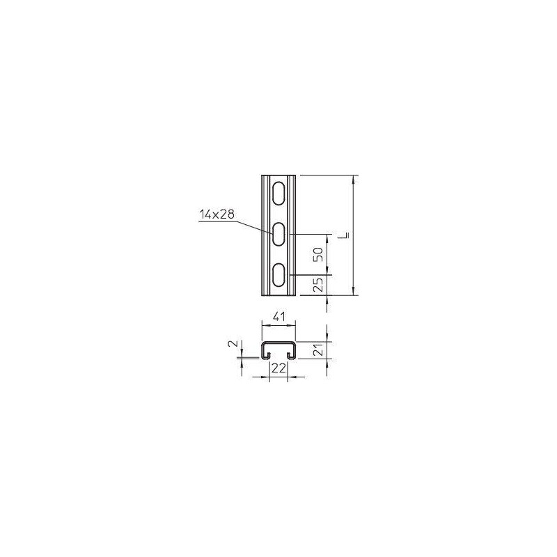 Профиль С-образный 41х21 L3000 MS4121P3000FS (BPM2130) OBO 1122920 Профиль С-образный 41х21 L3000 MS4121P3000FS (BPM2130) OBO 1122920