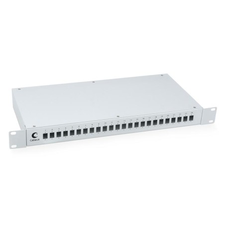 Кросс бокс оптический FO-19-24SC 19дюйм на 24 SC LC duplex со сплайс-кассетой и КДЗС без пигтейлов и проходных адаптеров Cabeus 