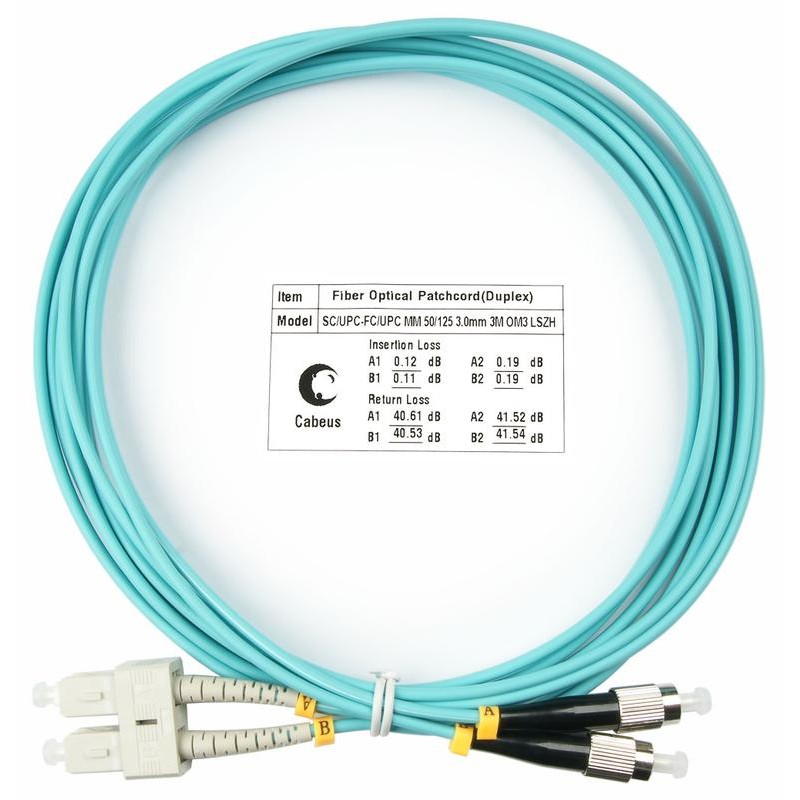 Шнур оптический FOP-50-SC-FC-3m duplex SC-FC 50/125мм OM3 3м LSZH Cabeus 7580c Шнур оптический FOP-50-SC-FC-3m duplex SC-FC 50/125мм OM3 3м LSZH Cabeus 7580c