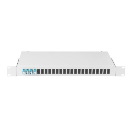 Кросс оптический 19дюйм 1U 8 портов LC/UPC(4 двойных LC/UPC адаптера) SM 9/125 OS2 стальн.,сер. (в компл.: адаптеры, монтаж. шну