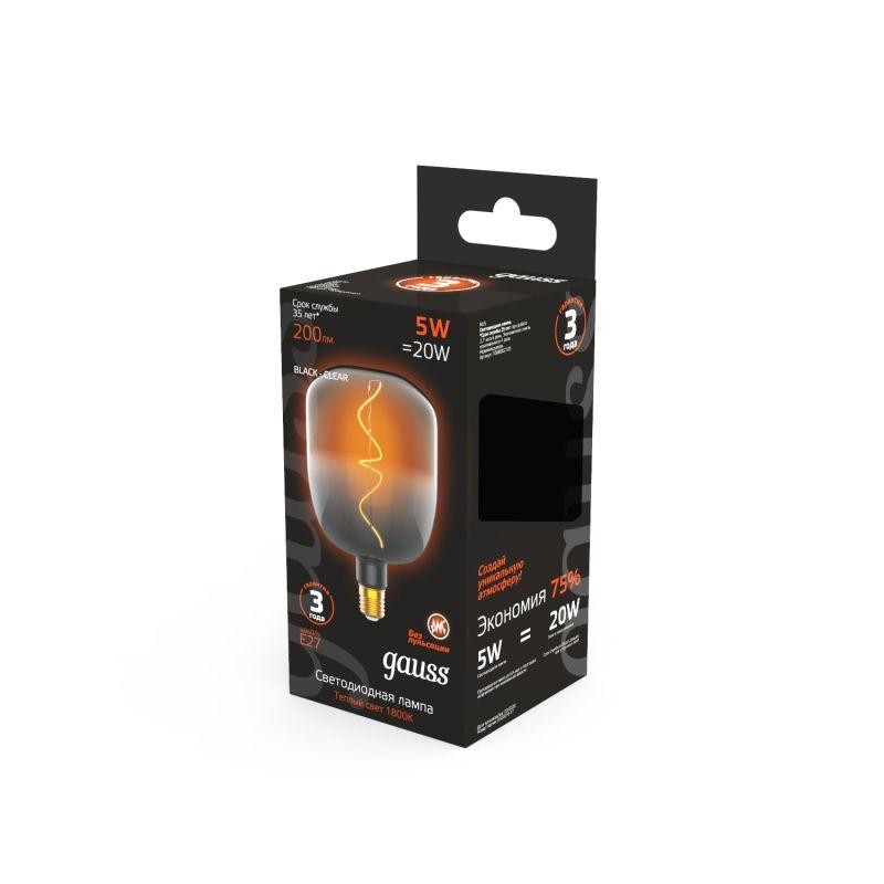 Лампа светодиодная филаментная Black Filament 5Вт V140 1800К тепл. бел. E27 200лм GAUSS 1008802105