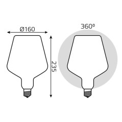 Лампа светодиодная филаментная Black Filament 9Вт V160 матовая 4100К нейтр. бел. E27 890лм GAUSS 1016802209