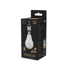 Лампа светодиодная Black 7Вт A60 грушевидная 3000К тепл. бел. E27 450лм аккум. Li-Ion GAUSS 102402107