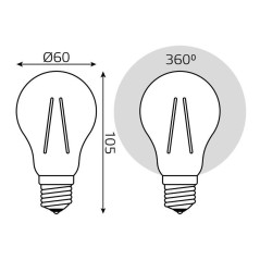 Лампа светодиодная филаментная Black Filament 18Вт A60 грушевидная 2700К тепл. бел. E27 1600лм GAUSS 102902118