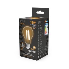 Лампа светодиодная филаментная Black Filament 18Вт A60 грушевидная 2700К тепл. бел. E27 1600лм GAUSS 102902118