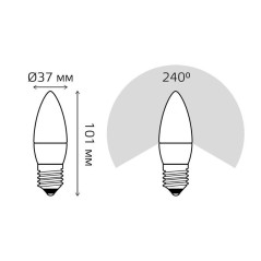 Лампа светодиодная Black 9.5Вт свеча 3000К тепл. бел. E27 890лм GAUSS 103102110